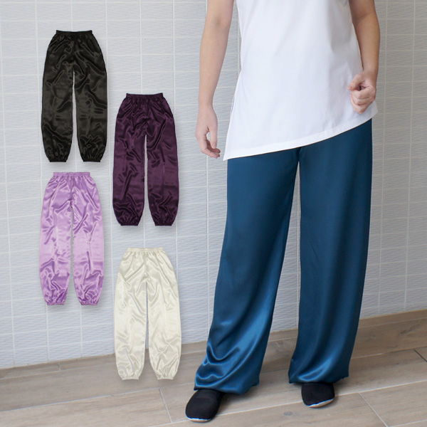艶やかな光沢が魅力の「太極拳サテンパンツ」