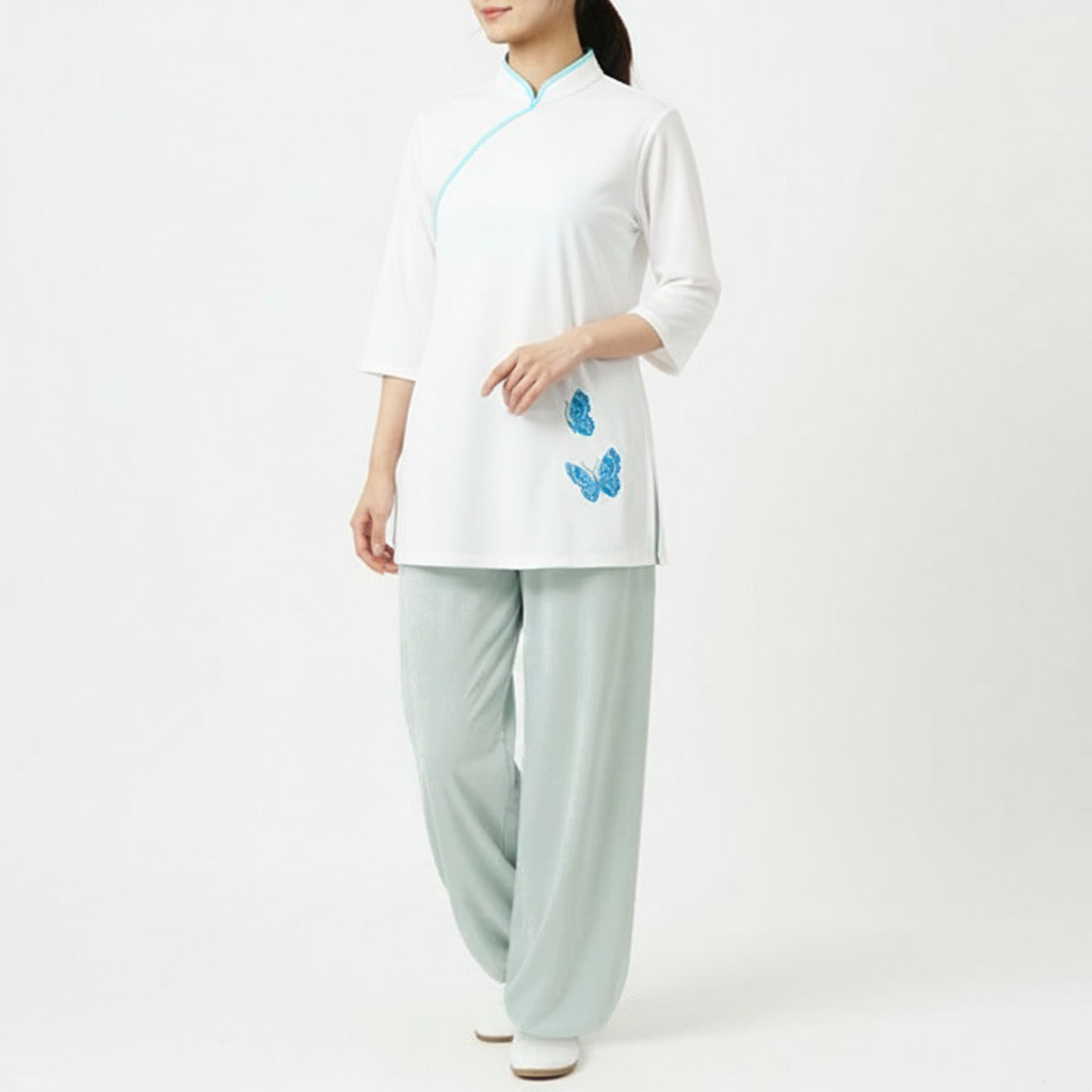 蝶々刺繍太極拳Ｔシャツ